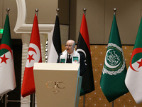 Algerian Prime Minister Aimene Benabderrahmane, during the opening of the work of the international conference on the activism of Algerian w...