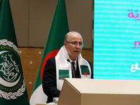 Algerian Prime Minister Aimene Benabderrahmane, during the opening of the work of the international conference on the activism of Algerian w...