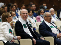 Algerian Prime Minister Aimene Benabderrahmane (C), during the opening of the work of the international conference on the activism of Algeri...