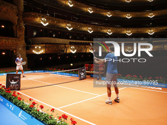 BARCELONA-SPAIN -21 April: Rafael Nadal and David Ferrer at the Liceo theater in Barcelona as a presentation of Barcelona Open Banc Sabadell...