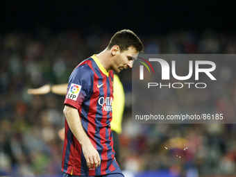 BARCELONA-SPAIN -20 April. Leo Messi in the match between FC Barcelona and Athletic Bilbao, for Week 34 of the spanish League played at the...