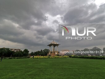  Dark  monsoon clouds hover over Statue circle , in Jaipur , Rajasthan , India , Tuesday, Aug 02,2022. 
 (