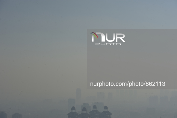 The Harbin City is covered by smog. on Oct. 22, 2015. 
 