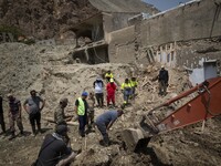 Five days after a sudden flooding in the flooded village of Mazdaran in Firoozkooh county 124 km (77 miles) northeast of Tehran, a rescue te...
