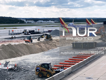 Construction on Baltimore/Washington International Thurgood Marshall Airport’s new Concourse A Extension project is seen on August 1, 2022 i...