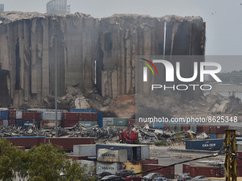 A general view of the grain silo that collapsed before the commemoration ceremony to be held for the 2nd anniversary of the great port explo...