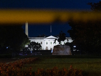 Lafayette Park and the White House in Washington, D.C. are seen blocked off after a lightning strike critically injured four people on Augus...
