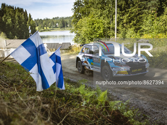 23 ASUNMAA Teemu (fin), MANNISENMAKI Ville (fin), Skoda Fabia Evo, action during the Rally Finland 2022, 8th round of the 2022 WRC World Ral...