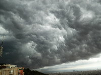 Appearance of Barcelona during the spectacular storm over Barcelona, on 05th August 2022. ( 
