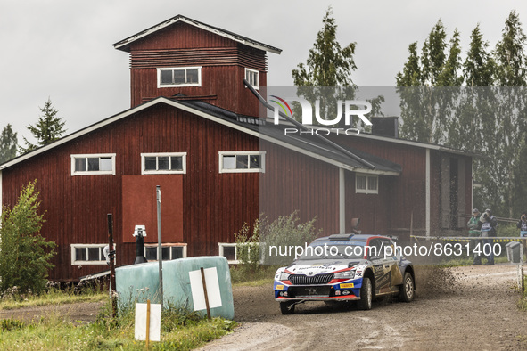 27 PAJARI Sami (fin), MALKONEN Enni (fin), Skoda Fabia Evo, action during the Rally Finland 2022, 8th round of the 2022 WRC World Rally Car...
