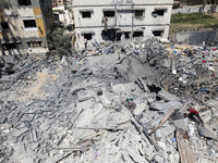 Buildings damaged after Israeli airstrikes in Gaza City, on 06 August 2022. (