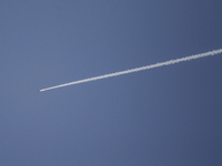 Rocket is seen in the sky fired toward the Israeli areas from Gaza Strip, on 06 August 2022. (