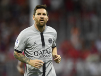 Lionel Messi of PSG during the Ligue 1 match between Clermont Foot and Paris Saint-Germain at Stade Gabriel Montpied on August 6, 2022 in Cl...