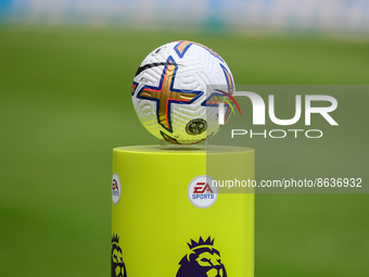 Match ball during the Premier League match between Newcastle United and Nottingham Forest at St. James's Park, Newcastle on Saturday 6th Aug...