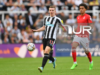 Matt Targett of Newcastle United during the Premier League match between Newcastle United and Nottingham Forest at St. James's Park, Newcast...