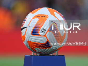 The official ball of the match between FC Barcelona and Pumas UNAM, corresponding to the Joan Gamper tropphy, played at the Spotify Camp Nou...