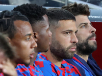 Jordi Alba and Gerard Pique during the match between FC Barcelona and Pumas UNAM, corresponding to the Joan Gamper tropphy, played at the Sp...