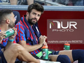 Gerard Pique during the match between FC Barcelona and Pumas UNAM, corresponding to the Joan Gamper tropphy, played at the Spotify Camp Nou,...