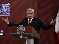 August 8, 2022, Mexico City, Mexico: Mexican President Andres Manuel Lopez Obrador during his daily morning press conference before the pres...