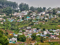 Buildings along the mountainside in Kodaikanal, Tamil Nadu, India, on May 15, 2022. (