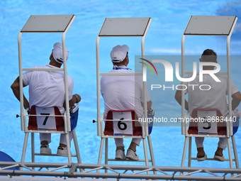 Referee during the LEN European Diving Championships finals on 17th August 2022 at the Foro Italico in Rome, Italy. (