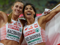 Athletics, Natalia Kaczmarek (Poland) and Anna Kielbasinska (Poland) after the womens 400m final , on August 17, 2022 in Munchen, Germany. (
