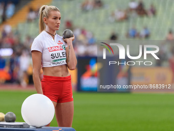 Athletics, Adrianna Sulek (Poland) before the womens heptathlon shot put , on August 17, 2022 in Munchen, Germany. (