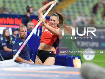 Athletics, Angelica Moser (Switzerland) durning the womens pole vault final, on August 17, 2022 in Munchen, Germany.  (