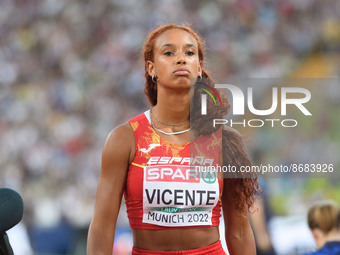Athletics, Maria Vicente (Spain) during the womens heptathlon shot put , on August 17, 2022 in Munchen, Germany. (