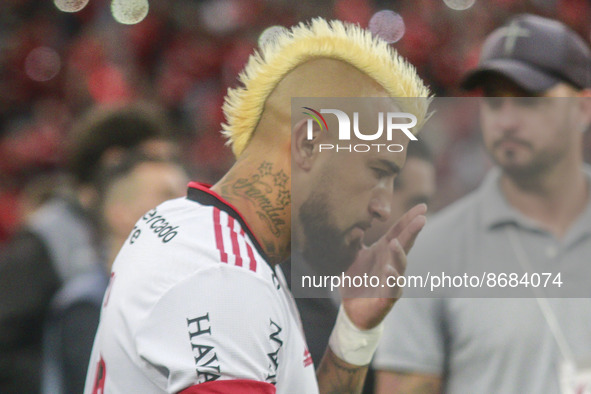 Flamengo player Vidal during the match against Athletico PR for the Brazlian Cup Quarterfinals - 2and Leg at Arena da Baixada Stadium in Cur...