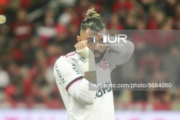 Flamengo player XXXX during the match against Athletico PR for the Brazlian Cup Quarterfinals - 2and Leg at Arena da Baixada Stadium in Curi...