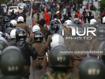 Police and army disperse Protesters during the Inter-University Student Federation protest against the government of President Ranil Wickrem...