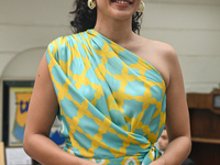 Bollywood actress Taapsee Pannu poses for photographs during a promotional event her upcoming film Dobaaraa in Kolkata on August 18, 2022. T...