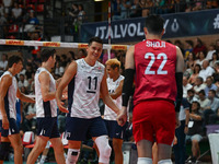 Team Usa, celebrates after scoring a point during the Volleyball Intenationals DHL Test Match Tournament - Italy vs USA on August 18, 2022 a...