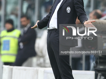 Juventus coach Massimiliano Allegri during the Serie A football match n.9 JUVENTUS - ATALANTA on 25/10/15 at the Juventus Stadium in Turin,...