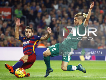 BARCELONA -october 25- SPAIN: Jordi Alba and Keko Gontan during the match between FC Barcelona and SD Eibar, correnponding to the week 9 of...
