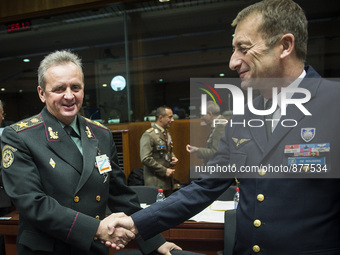 Viktor Muzhenko, Commander-in-Chief of the Armed Forces of Ukraine (L) and The Chairman of the European Union Military Committee Gen. Patric...