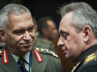 Michail Kostarakos Chiefs of Defence of Hellenic National Defence General Staff (C) and Viktor Muzhenko, Commander-in-Chief of the Armed For...
