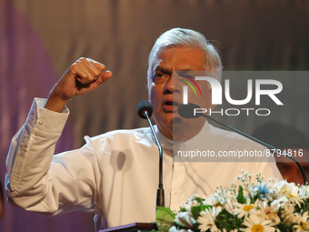 Ranil Wickremesinghe, President of Sri Lanka and United National Party leader attended The United National Party 76th anniversary at the Sug...