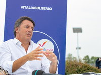 Senator and Leader of Italia Viva political party Matteo Renzi delivers a speech outside the A2A waste-to-energy plant (Termoutilizzatore) i...