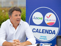 Senator and Leader of Italia Viva political party Matteo Renzi delivers a speech outside the A2A waste-to-energy plant (Termoutilizzatore) i...
