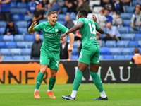 Jeff King of Chesterfield Football Club celebrates scoring his side's second goal of the game during the Vanarama National League match betw...