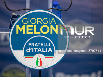 The campaign event of Bothers of Italy (Fratelli d’Italia) in L’Aquila, Italy, on September 7, 2022 ahead the Italian general election sched...