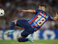 Jordi Alba left-back of Barcelona and Spain shooting to goal during the UEFA Champions League group C match between FC Barcelona and Viktori...