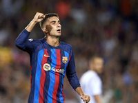 Ferran Torres left winger of Barcelona and Spain celebrates after scoring his sides first goal during the UEFA Champions League group C matc...