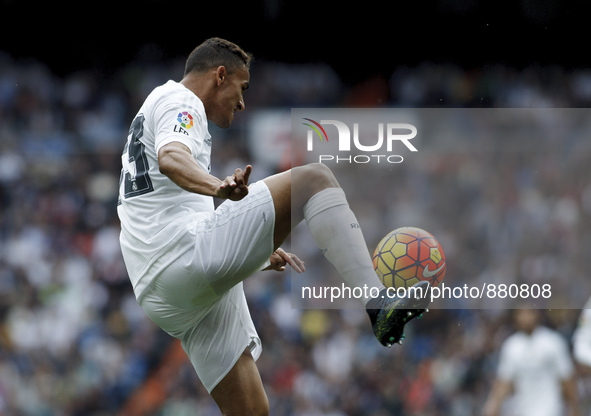 Real Madrid's Brazilean defender Danilo during the Spanish League 2015/16 match between Real Madrid and UD UD Las Palmas, at Santiago Bernab...