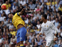 SPAIN, Madrid:Real Madrid's Portuguese forward Cristiano Ronaldo and UD Las Palmas Spanish Defender Aythami Artiles  during the Spanish Leag...