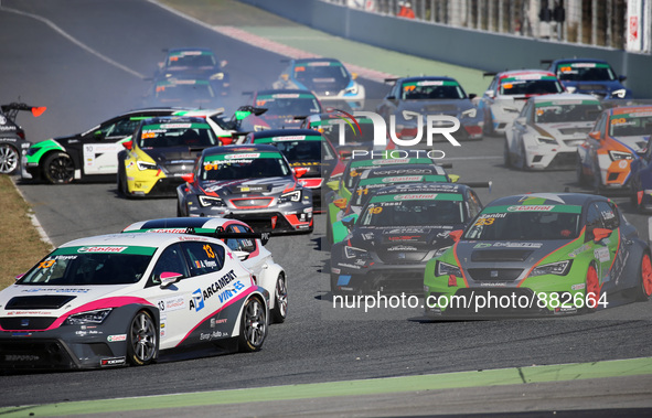 BARCELONA -october 31- SPAIN: Mauricio Hernandez accident at the start of the Seat Leon Eurocup Race of the Internacional GT Open, celebrate...