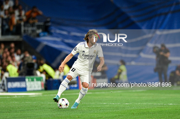 Luka Modric during UEFA Champions League match between Real Madrid and RB Leipzig at Estadio Santiago Bernabeu on September 14, 2022 in Madr...