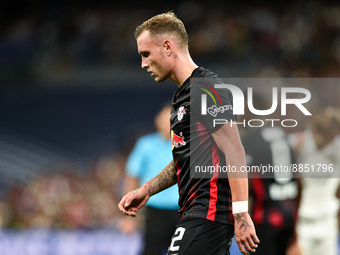 David Raum during UEFA Champions League match between Real Madrid and RB Leipzig at Estadio Santiago Bernabeu on September 14, 2022 in Madri...